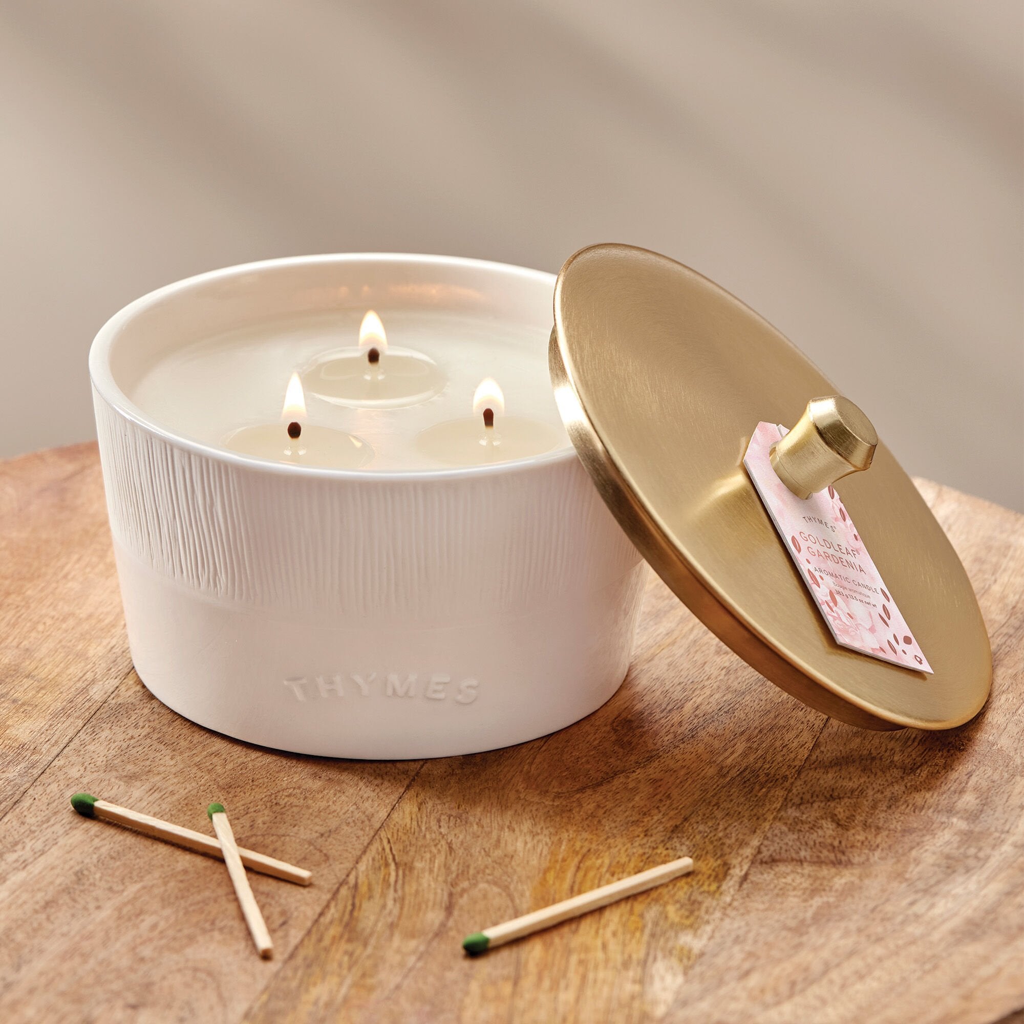 Alternative view of Goldleaf Gardenia Statement 3-Wick Candle